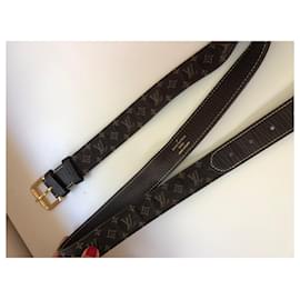 Louis Vuitton Monogram Belt Brown Leather Gold Hardware