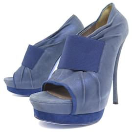 VERSACE SCHUHE PUMPS MIT ABSATZ 39 IT 40 DE PUMPSCHUHE AUS BLAUEM WILDLEDER