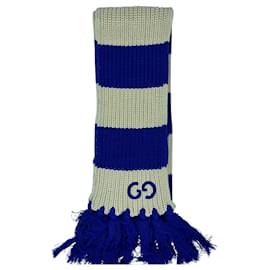 Sciarpa Gucci in cotone blu e bianca