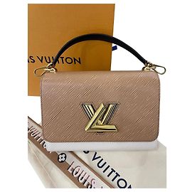 Borsa a mano Louis Vuitton Twist MM Pelle Crema Nocciola