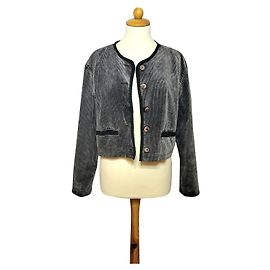 Kenzo Samtjacke gerippt schwarz grau
