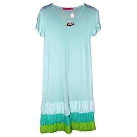 VESTIDO MANOUSH MENTA MEDALLON ROSE RELIEVE VOLANTES T 40/42