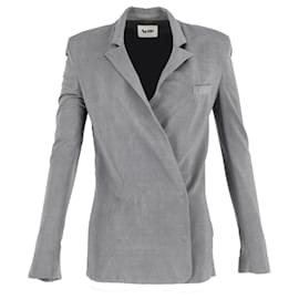 Blazer de viscosa gris con solapa de muesca y botonadura forrada de Acne Studios
