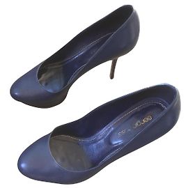 Décolleté Sergio Rossi in pelle blu navy tacco 10cm