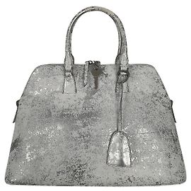 Borsa Maison Martin Margiela 5AC in pelle argento e bianca