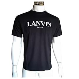 Lanvin T-Shirt mit Stickerei aus Baumwolle Schwarz