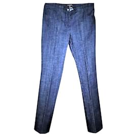 Jeans Chanel blu in cotone a gamba dritta