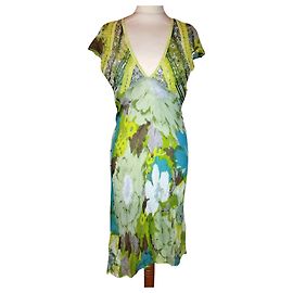 VESTIDO ANTIK BATIK VESTIDO COCTEL SEDA PIEDRAS BORLAS CRENOLINA TL O 36/38