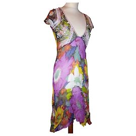 VESTIDO ANTIK BATIK VESTIDO PALM BEACH SEDA PIEDRAS BORLAS CRENOLINE TS 36