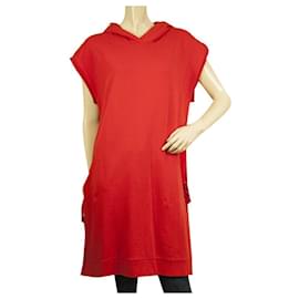 MM6 Maison Martin Margiela Poncho con capucha de algodón rojo Cárdigan tipo capa talla M