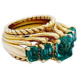 inconnue Vintage Gelbgoldring, Smaragde.
