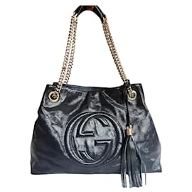 Borsa Gucci blu scuro in cotone