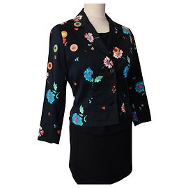 KENZO JACKE NIGHT DE CHINE FLORALE BROSCHE QUASTEN T 36/38