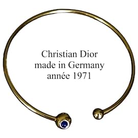 Collana Torque Christian Dior Metallo Dorato Perla Blu