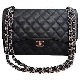 Chanel Klassische Kaviar-Jumbo-gefütterte Klappe