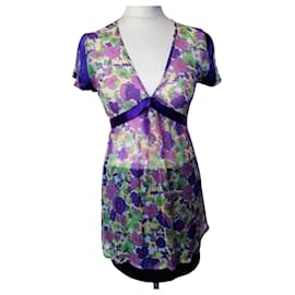 Antik Batik BLUSA BATIK ANTIK VOILE IMPERO DI SETA ALLACCIATA PLUM TS