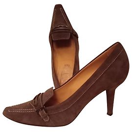 Décolleté Tod's in pelle di cervo marrone grigio 38.5