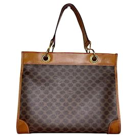 Borsa a mano Céline Triomphe Macadam Marrone Tela e Pelle