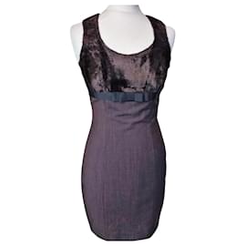 KENZO KLEID COUTURE COCKTAIL ABEND SCHOKOLADE BAYADERE BOW T 34/36