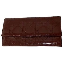 Portafoglio Christian Dior Cannage Aubergine Vernice