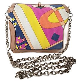 Bolso de mano Emilio Pucci de cuero y tela multicolor