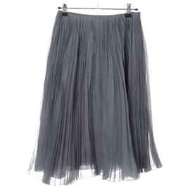 Falda plisada de seda gris Chanel FR36