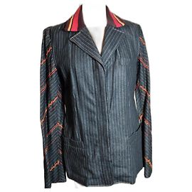 KENZO TRENDY BIA MATERIAL JACKE MID SEASON BAYADERE 4 KNÖPFE T 42/44