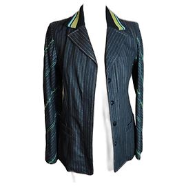 KENZO TRENDY BIA MATERIAL JACKE MID SEASON BAYADERE 4 KNÖPFE T 38