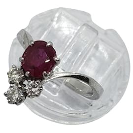 inconnue Herzoginring gold 18k und Platin 750 + RUBIN und  3 Diamanten 0.32 Cts