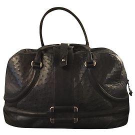 Alexander McQueen bolso de mano piel de avestruz negro