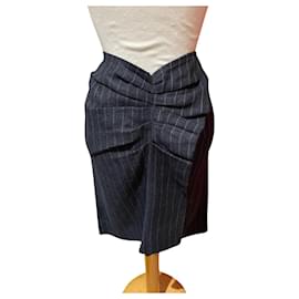 Falda Isabel Marant Etoile de lino azul marino con rayas