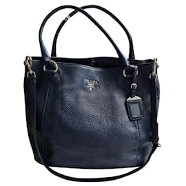 Borsa tote Prada in pelle di agnello blu navy