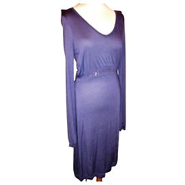 VESTIDO CALVIN KLEIN ALGODÓN SEDA CIRUELA FIRMADO PAMPILLES LACES DRESS TM O 38/40