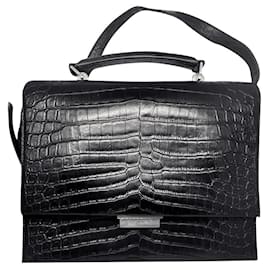 Borsa Saint Laurent in pelle di coccodrillo nera