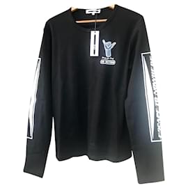 Mcq Langarm T-Shirt Schwarz Baumwolle 2XL