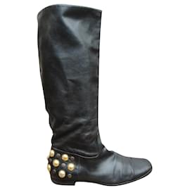 Stivali Gucci in pelle nera 38,5 FR 37,5 IT
