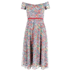 Autre Marque Vestido a media pierna con hombros descubiertos y estampado floral en poliéster multicolor de Saloni