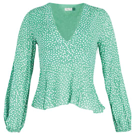 Autre Marque Top con estampado floral y mangas obispo de Rixo en viscosa verde