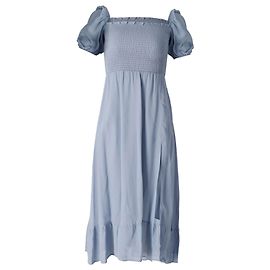Reformation VESTIDO CON MANGA ABULLONADA Y NIÑO DE FLOR EN VISCOSA AZUL CLARO