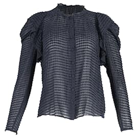 Ulla Johnson Fiona Durchsichtige Bluse aus marineblauer Seide