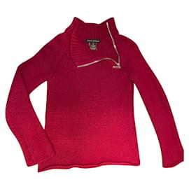 Suéter Louis Vuitton Rojo de Cachemira y Lana con Cuello Alto y Cremallera