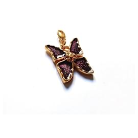 Collier pendentif Yves Saint Laurent violet et doré