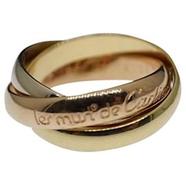 Les Must De Cartier Trinity-Band-Ring 18 Karat Rose, Weiß- und Gelbgold