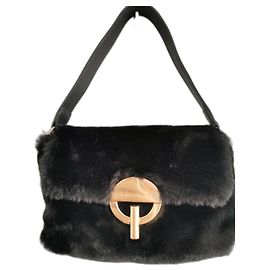 Borsa Moon Vanessa Bruno in ecopelliccia nera e pelle