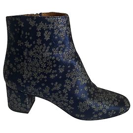 Aquazzura Stiefeletten aus Satin Blau und Silber Grösse 36