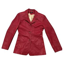 Chaqueta de cuero Zapa Rojo oscuro
