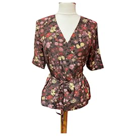 Comptoir Des Cotonniers Wickelbluse aus Seide Blumenmuster