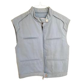 Gilet Chanel Azzurro in Cotone con Logo