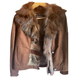 Giacca Ramosport in cotone marrone con inserti in pelle