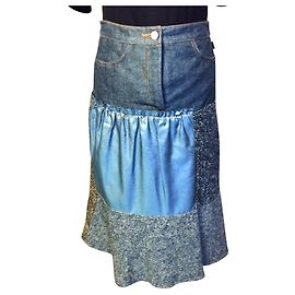 CHRISTIAN LACROIX FALDA PATCHWORK FALDA DENIM..Lana..SCHINTZ..DENTEL T 34/36